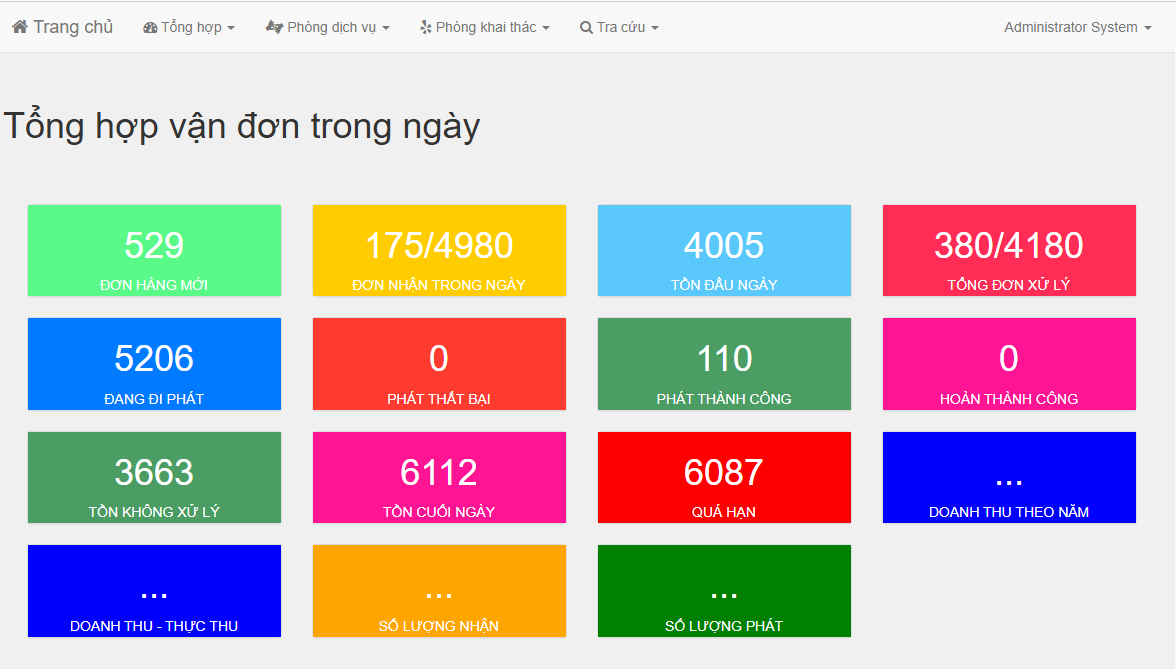 Tổng hợp vận đơn trong ngày